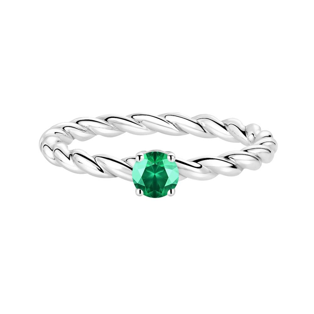 Ring White gold Emerald and diamonds Capucine 4 mm 2