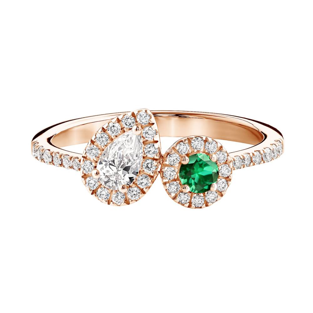 Ring Rose gold Emerald and diamonds AlterEgo Poire 2