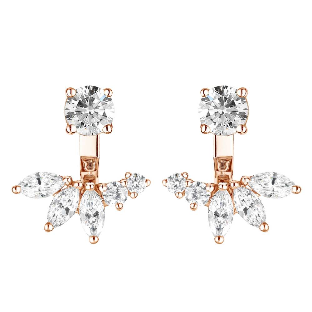 Earrings Rose gold Diamond EverBloom Symétriques 2