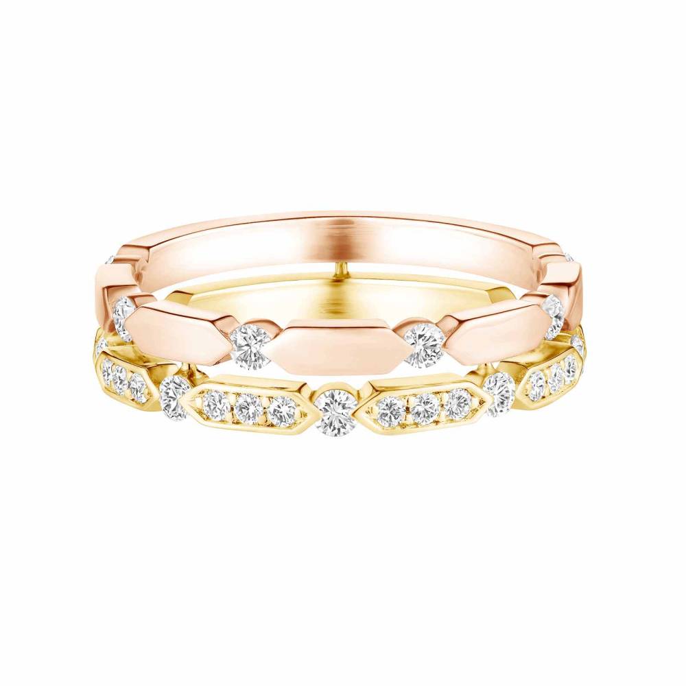 Ring Rose and yellow gold Diamond MET Duo M 2