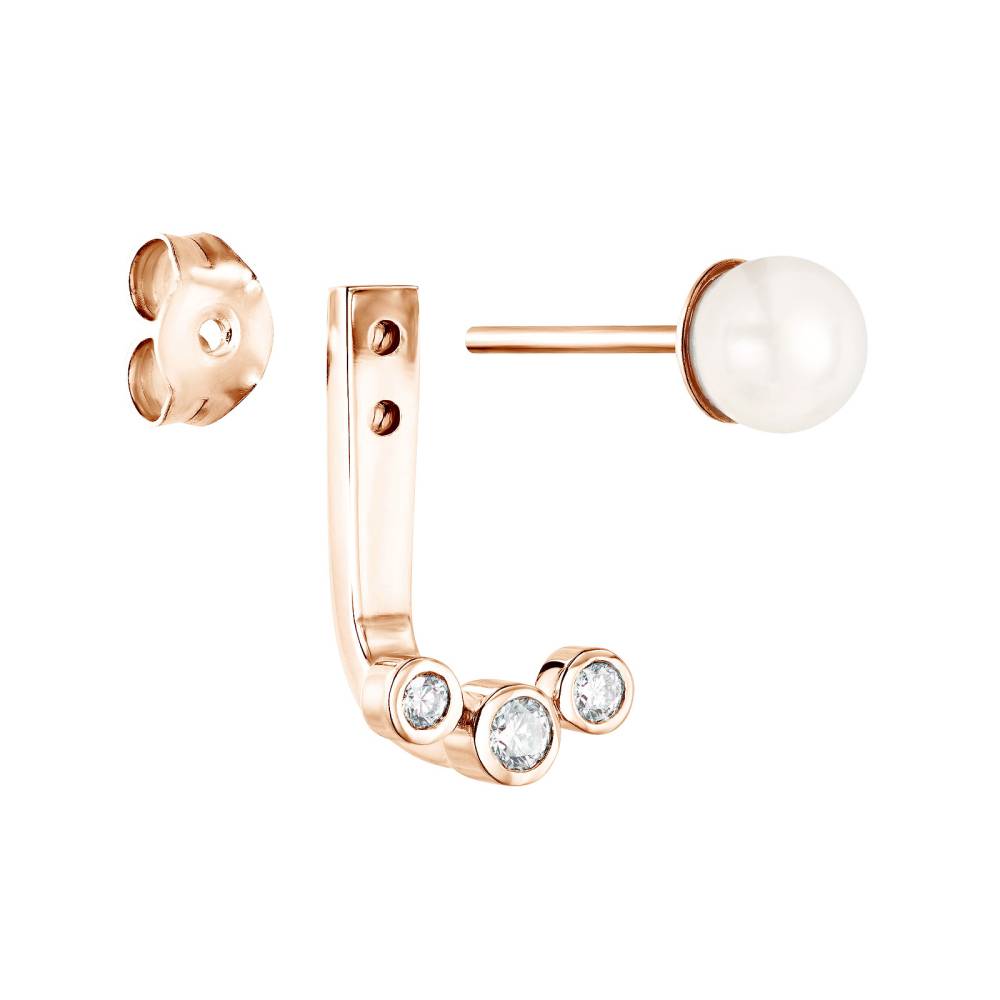 Earrings Rose gold Pearl and diamonds Gemmiaou Grrr 3