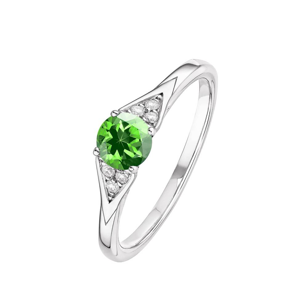 Ring White gold Tsavorite and diamonds Lady Trio 2