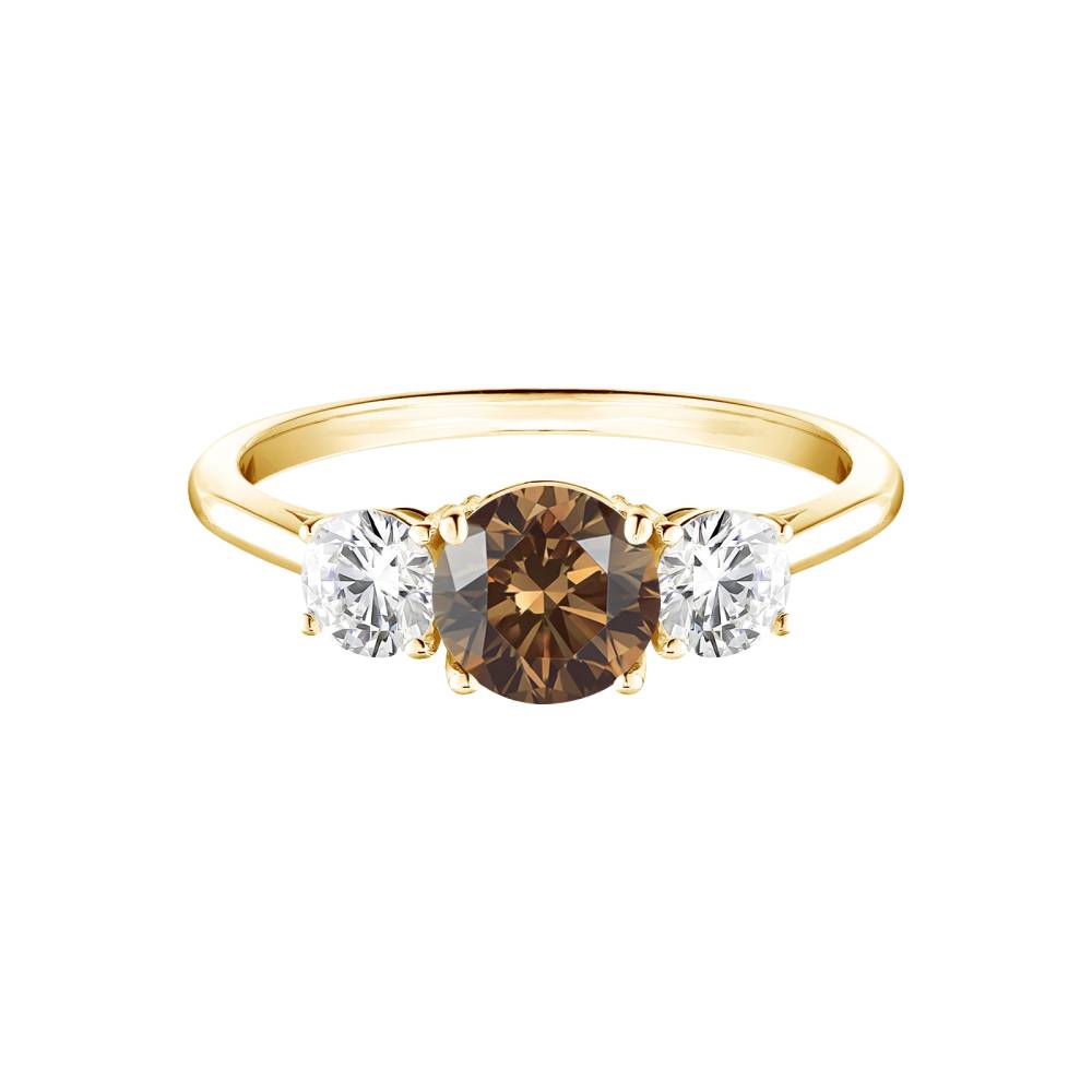 Bague Or jaune Diamant Chocolat Little Lady Duo 2