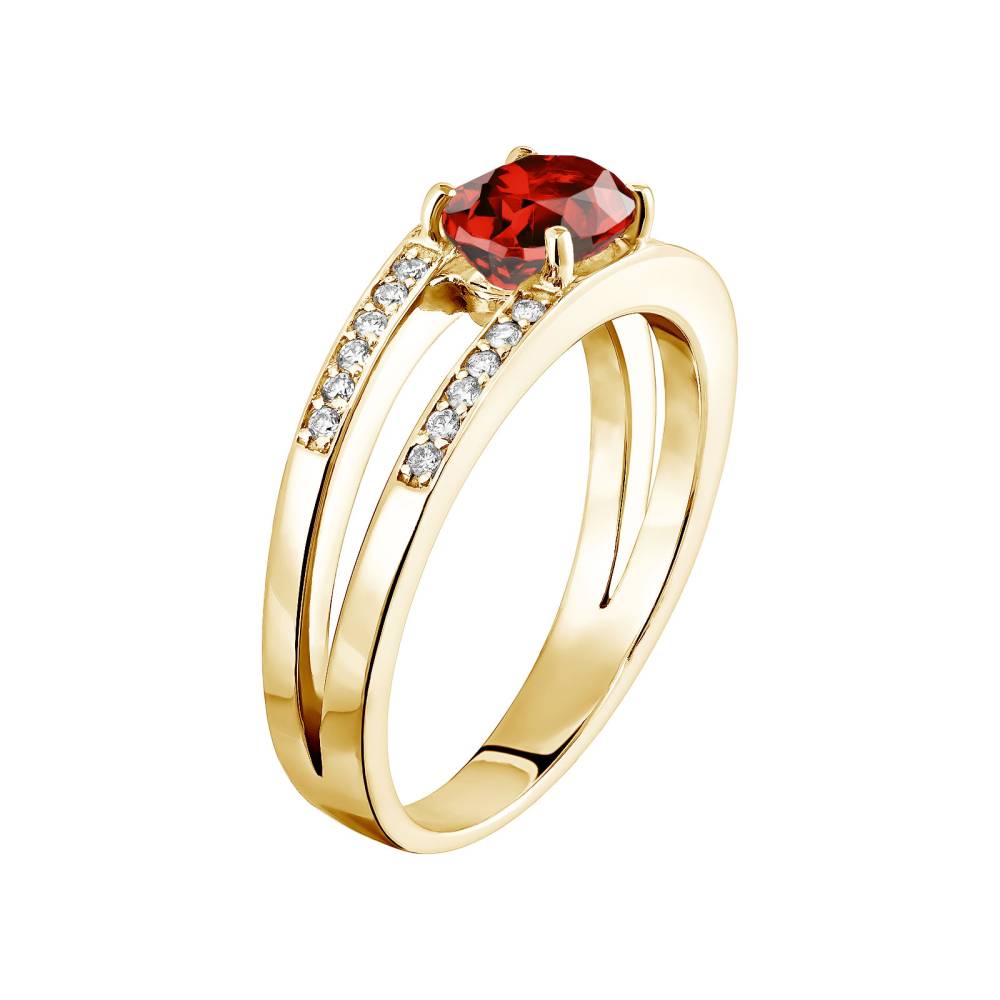 Ring Yellow gold Garnet and diamonds Cassandra 3