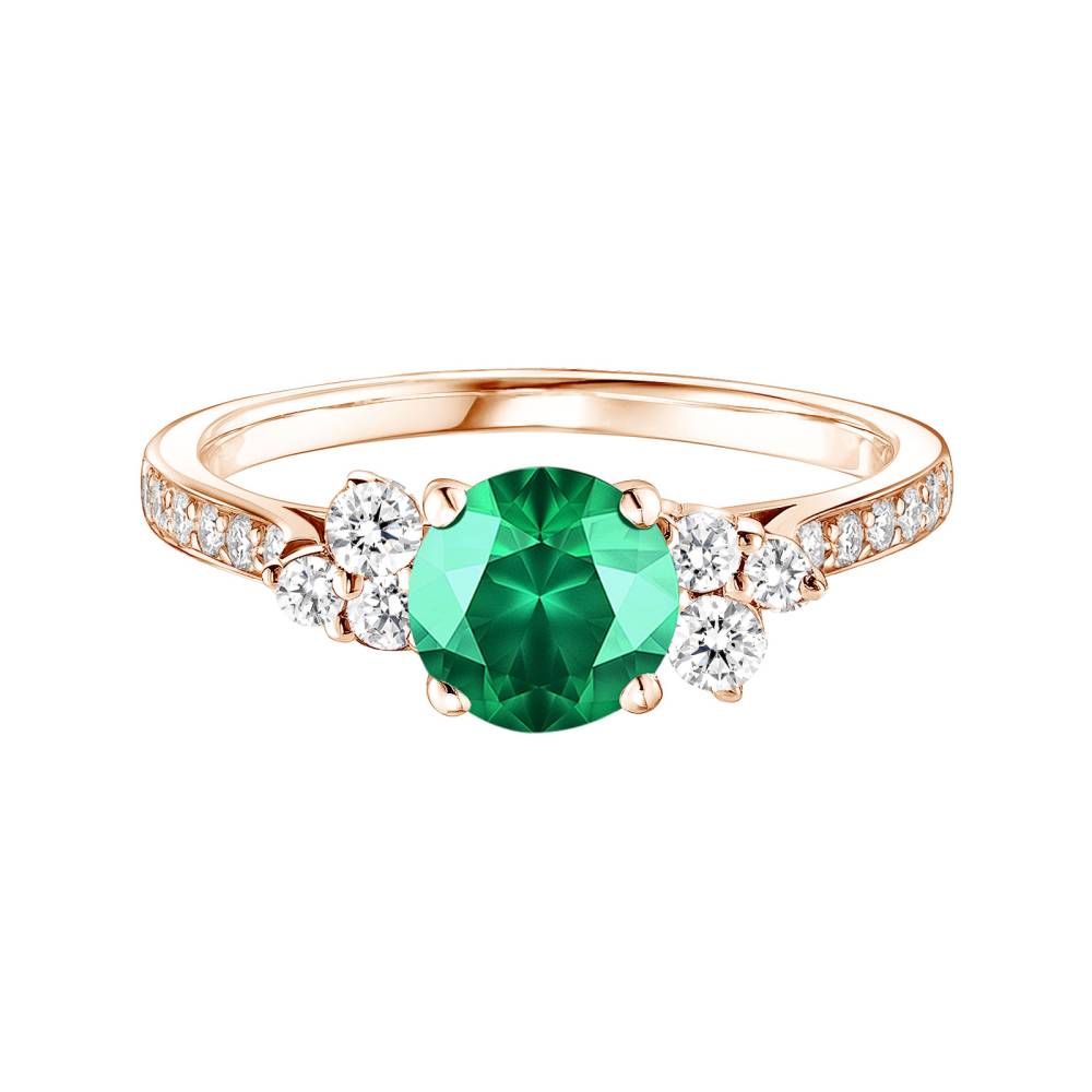 Ring Rose gold Emerald and diamonds Baby EverBloom 6 mm Pavée 2