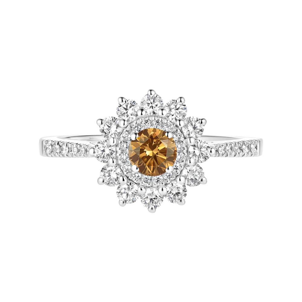 Ring Weißgold Cognac-Diamant und diamanten Lefkos 4 mm Pavée 2