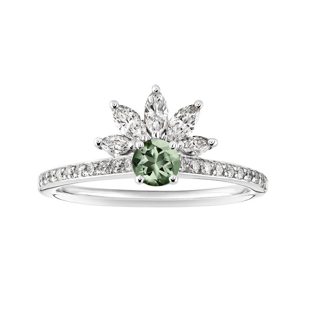 Bague Platine Saphir Vert et diamants EverBloom Pavée 4 mm 2