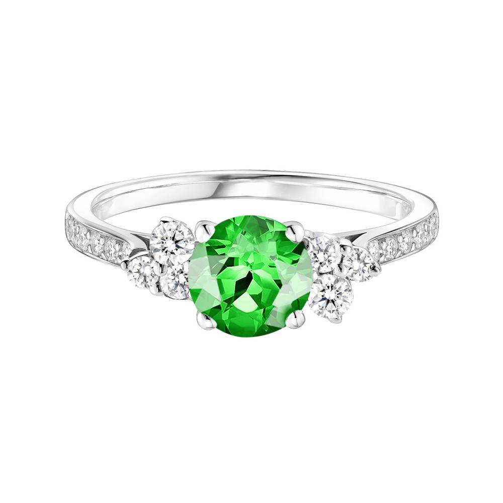 Bague Platine Tsavorite et diamants Baby EverBloom 6 mm Pavée 2