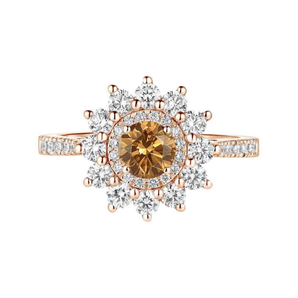 Ring Roségold Cognac-Diamant und diamanten Lefkos 5 mm Pavée 2