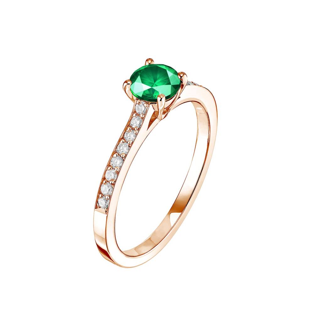 Ring Roségold Smaragd und diamanten Little Lady Pavée 2