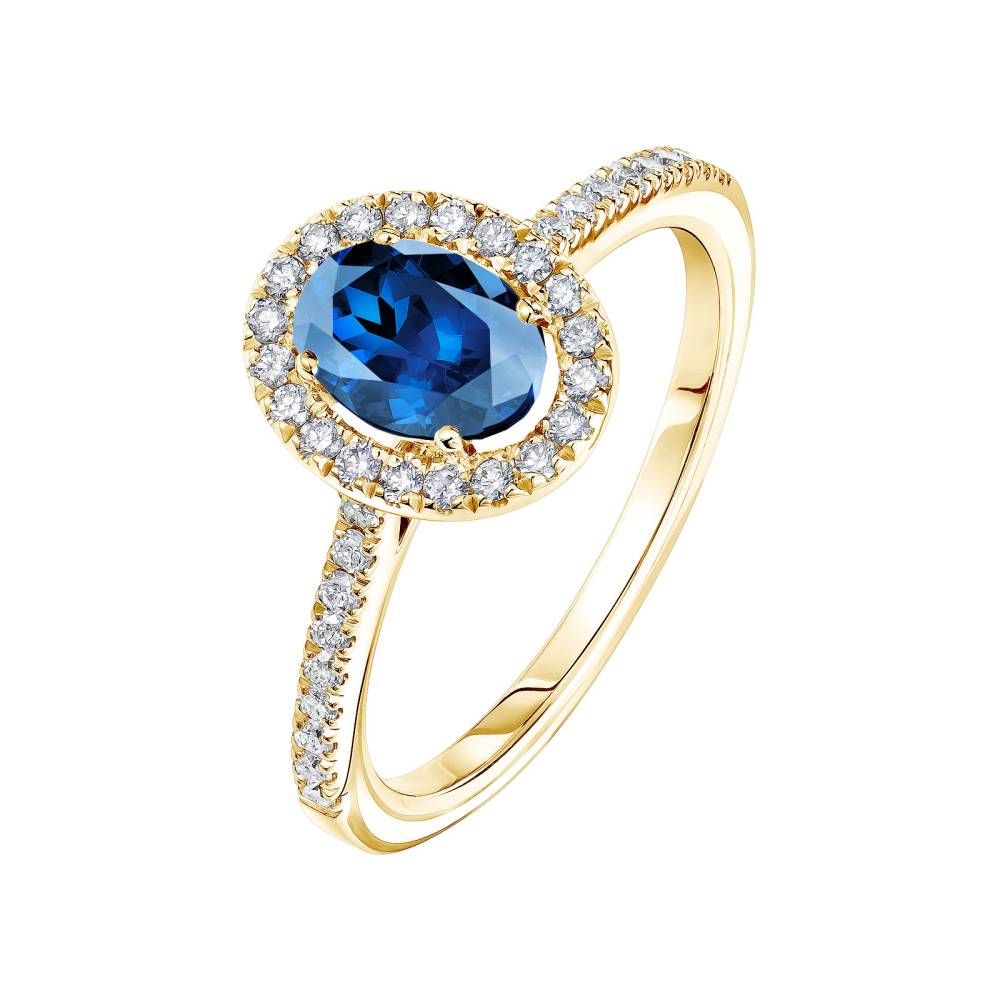 Ring Gelbgold Saphir und diamanten Rétromantique Ovale Pavée 2