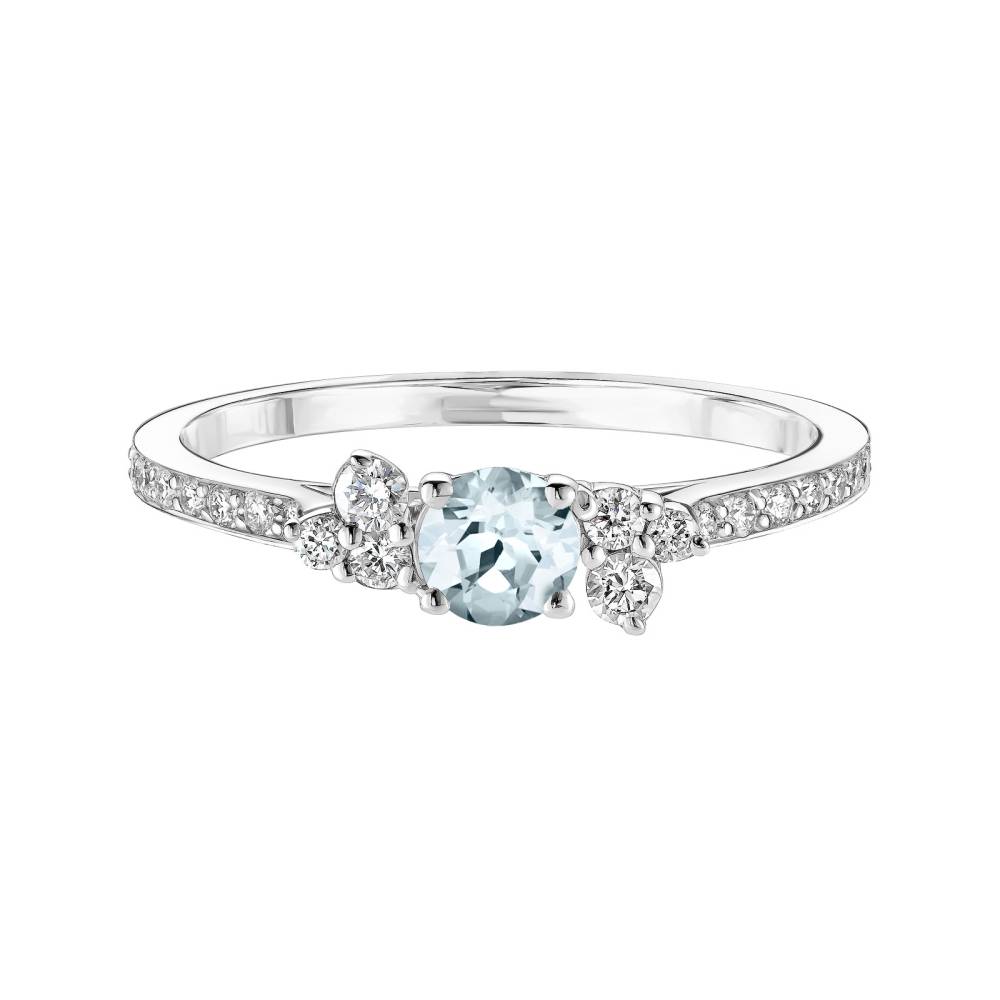 Ring Weißgold Aquamarin und diamanten Baby EverBloom Pavée 2