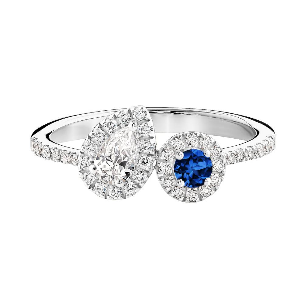 Ring Platinum Sapphire and diamonds AlterEgo Poire 2