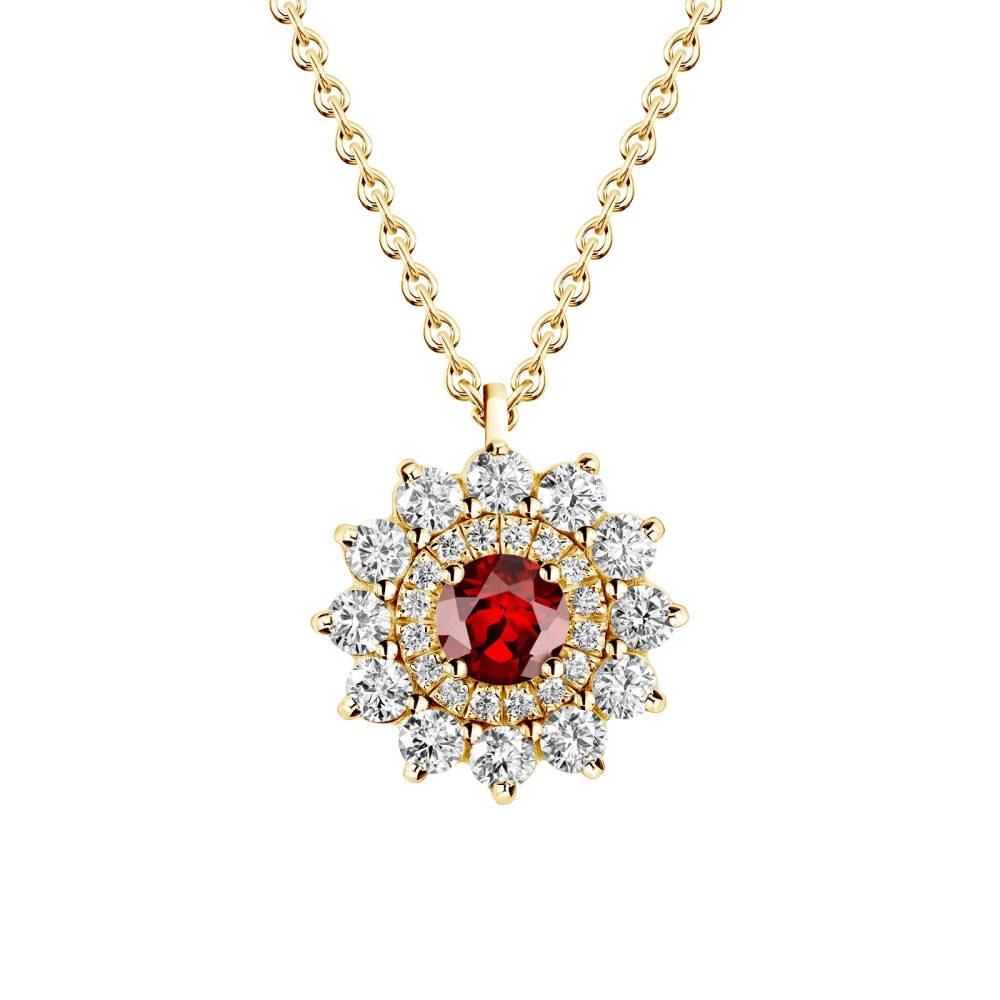 Pendant Yellow gold Garnet and diamonds Lefkos 2