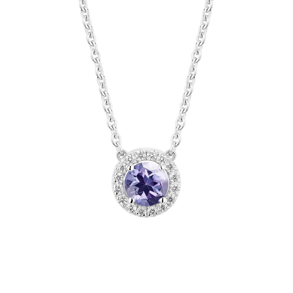 Pendentif Or blanc Tanzanite et diamants Rétromantique S 2