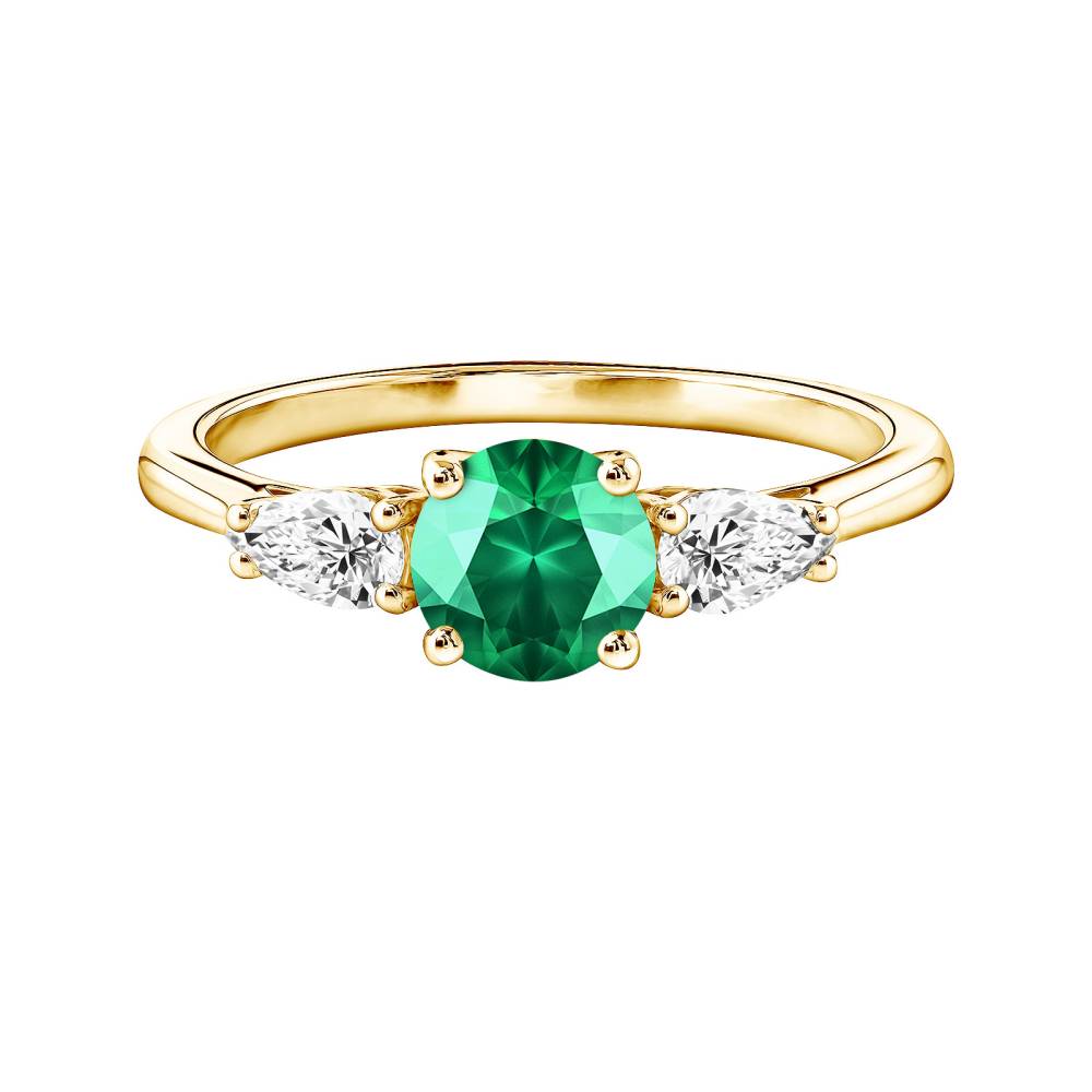 Ring Yellow gold Emerald and diamonds Lady Duo de Poires 2