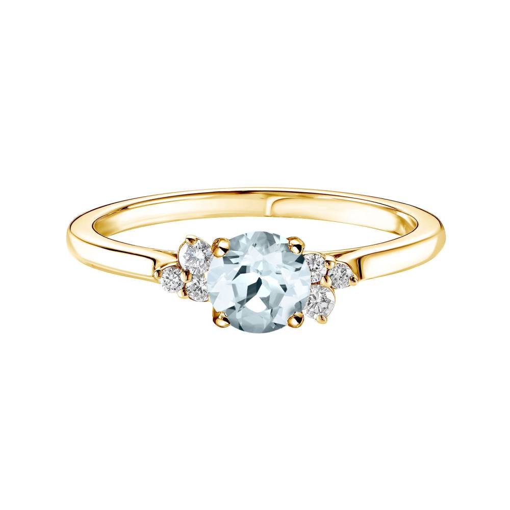 Ring Yellow gold Aquamarine and diamonds Baby EverBloom 5 mm 2