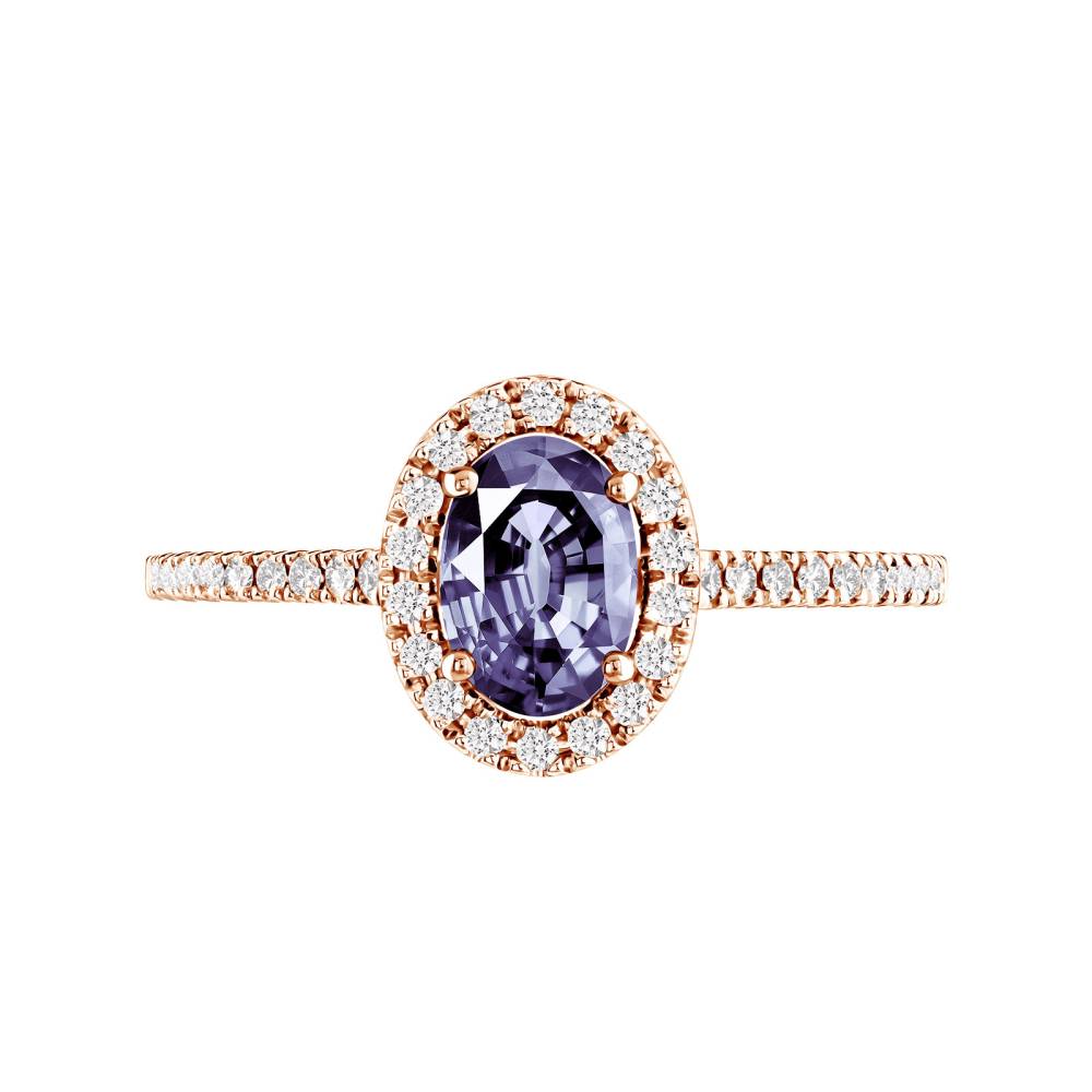 Ring Rose gold Tanzanite and diamonds Rétromantique Ovale Pavée 2