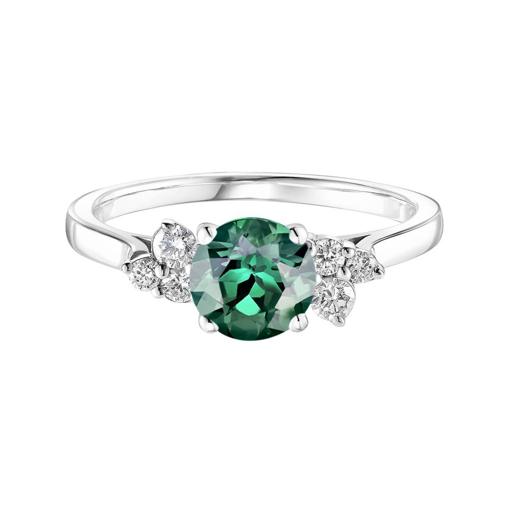 Bague Or blanc Tourmaline Verte et diamants Baby EverBloom 6 mm 2