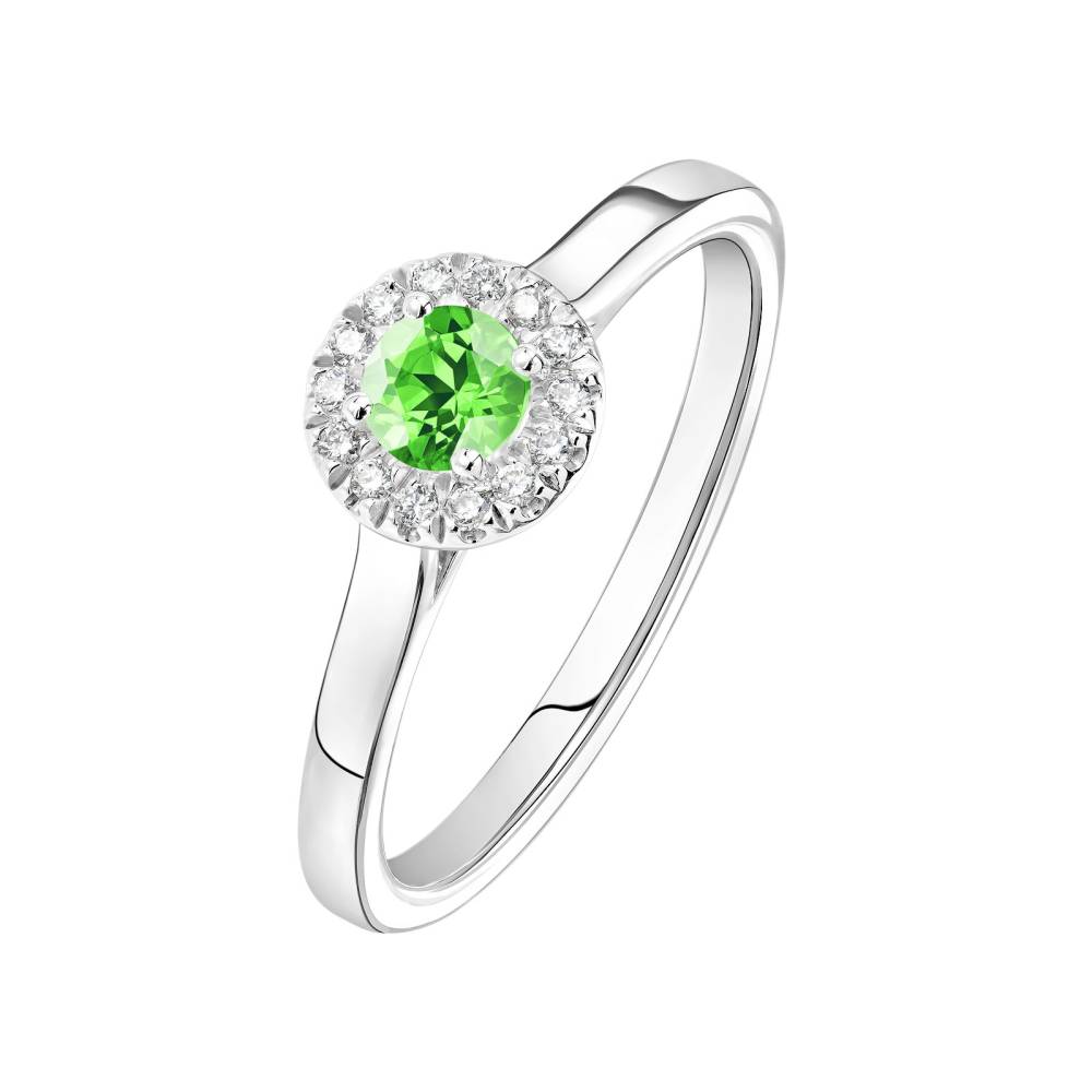 Bague Or blanc Tsavorite et diamants Rétromantique S 2