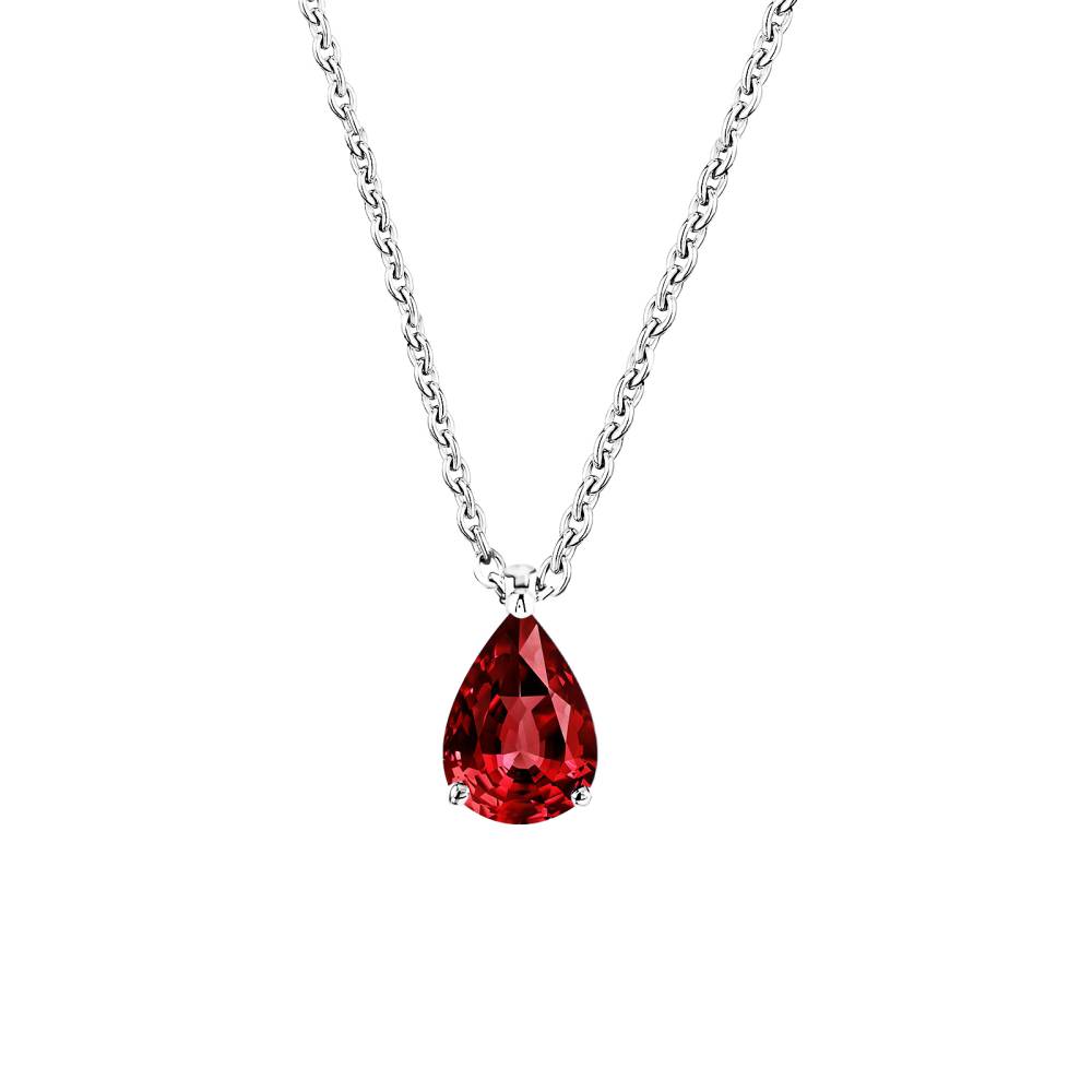 Pendant White gold Garnet and diamonds Lady Poire M 2