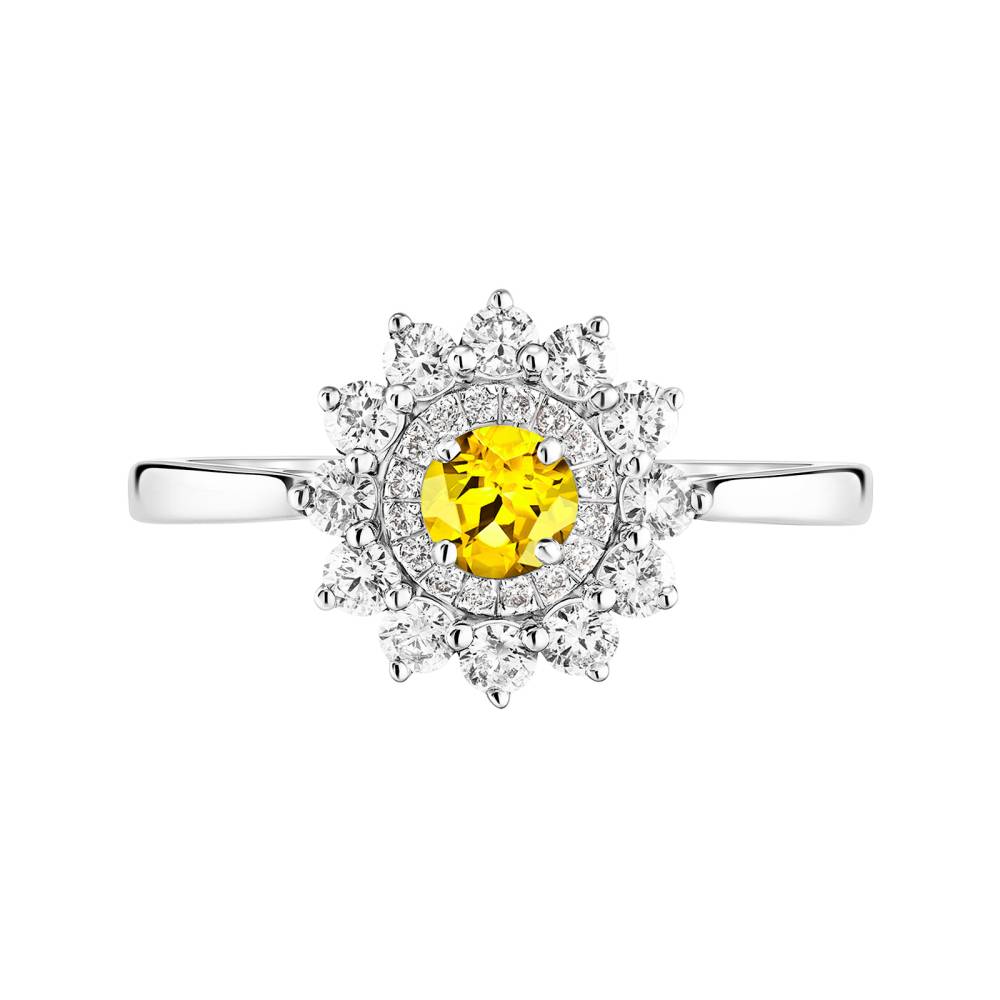 Bague Or blanc Saphir Jaune Lefkos 4 mm 2