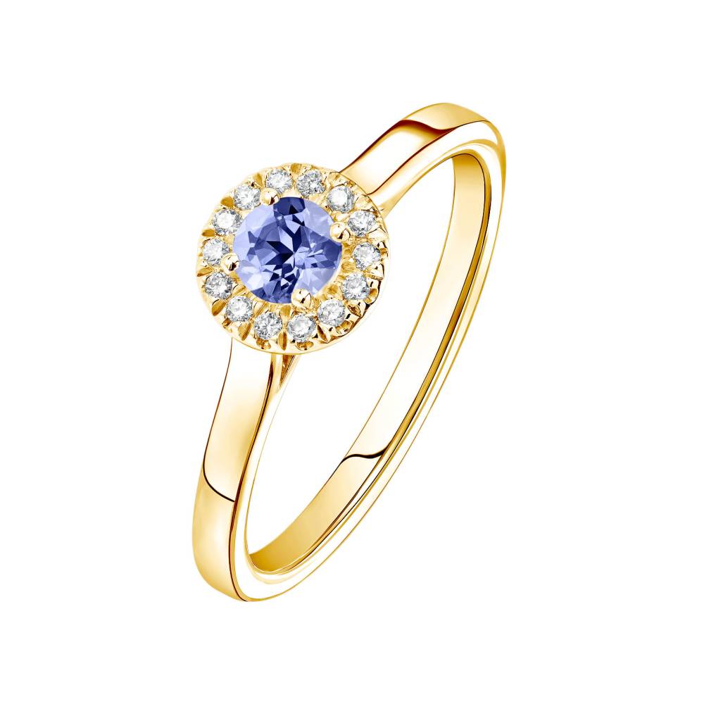 Bague Or jaune Tanzanite et diamants Rétromantique S 2