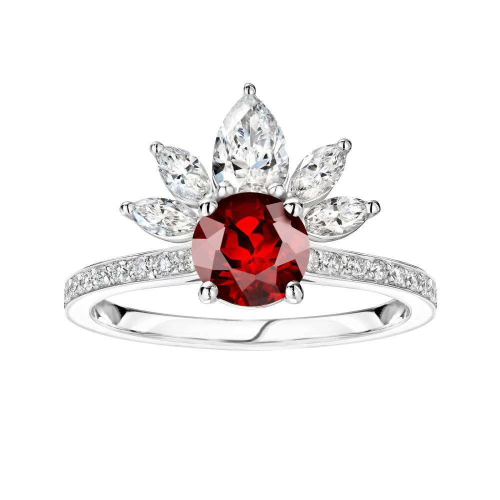 Ring Platin Granat und diamanten EverBloom Pavée 2