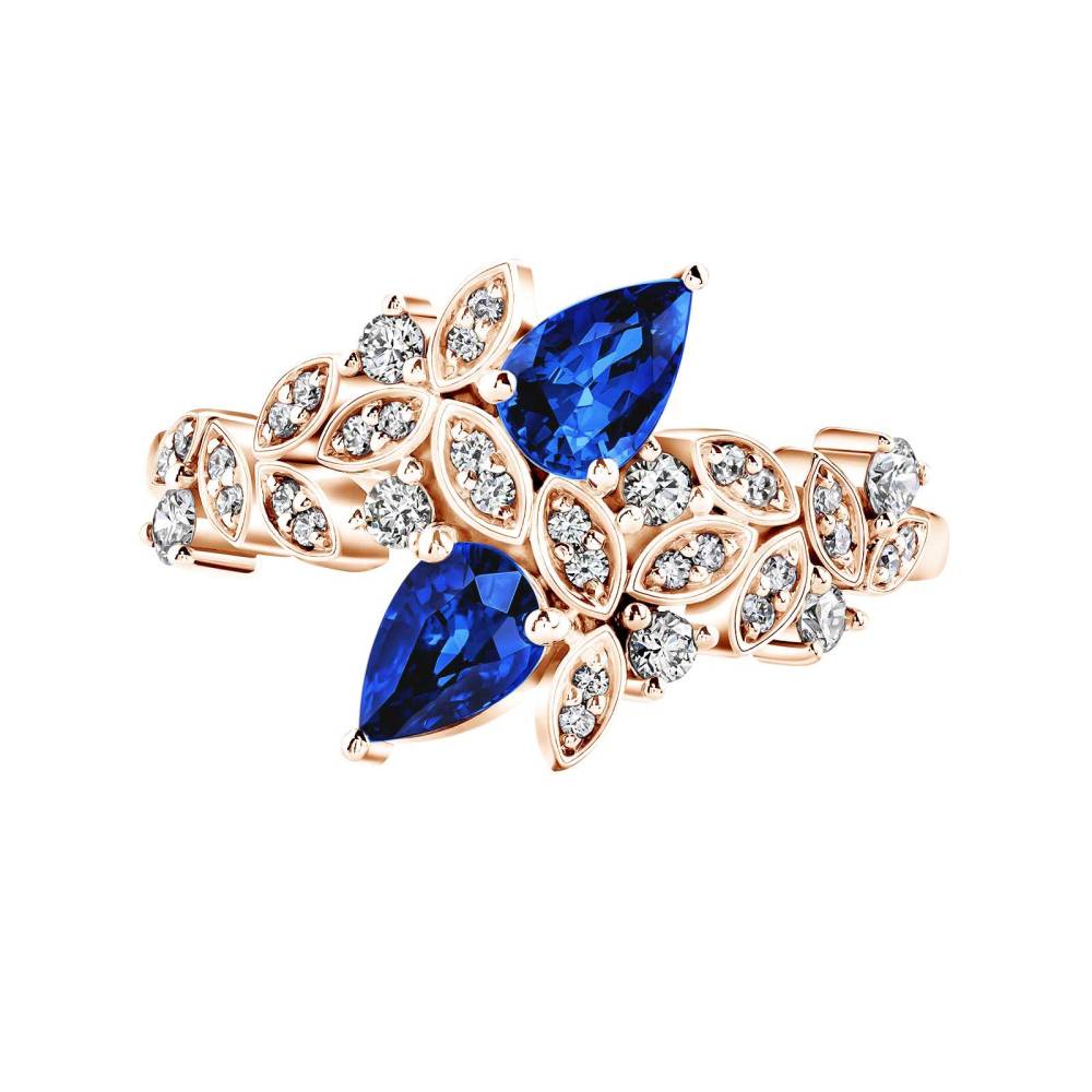 Ring Rose gold Sapphire and diamonds EverBloom Toi & Moi 2