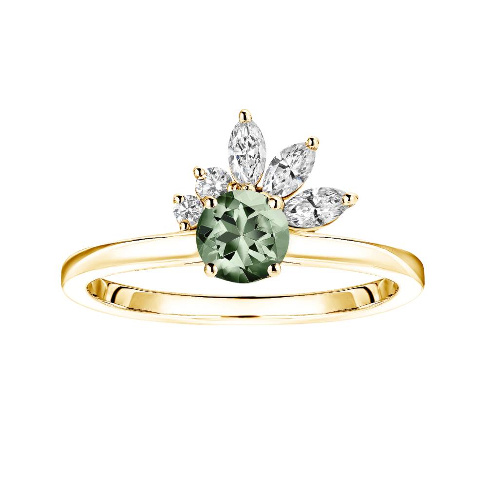 Ring Yellow gold Green Sapphire and diamonds Little EverBloom 2