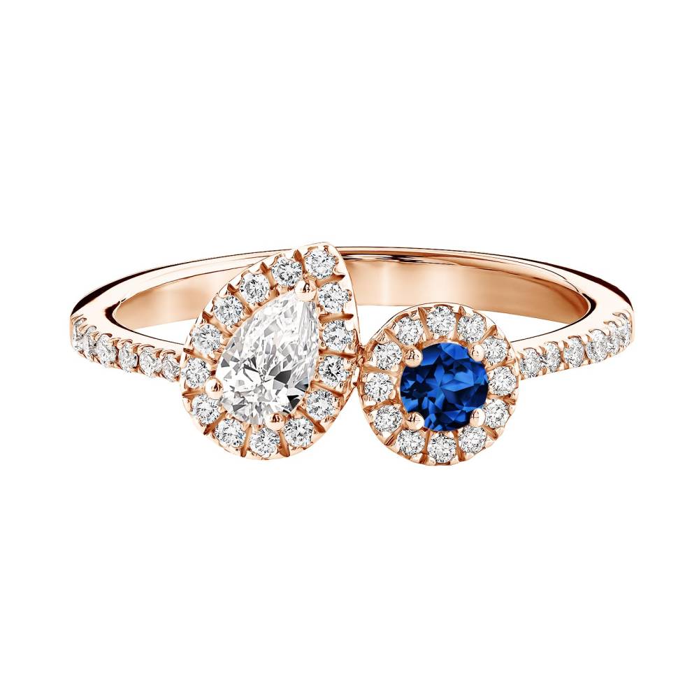 Ring Rose gold Sapphire and diamonds AlterEgo Poire 2