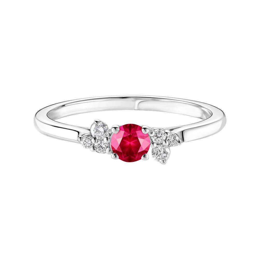 Ring Weißgold Rubin und diamanten Baby EverBloom 2