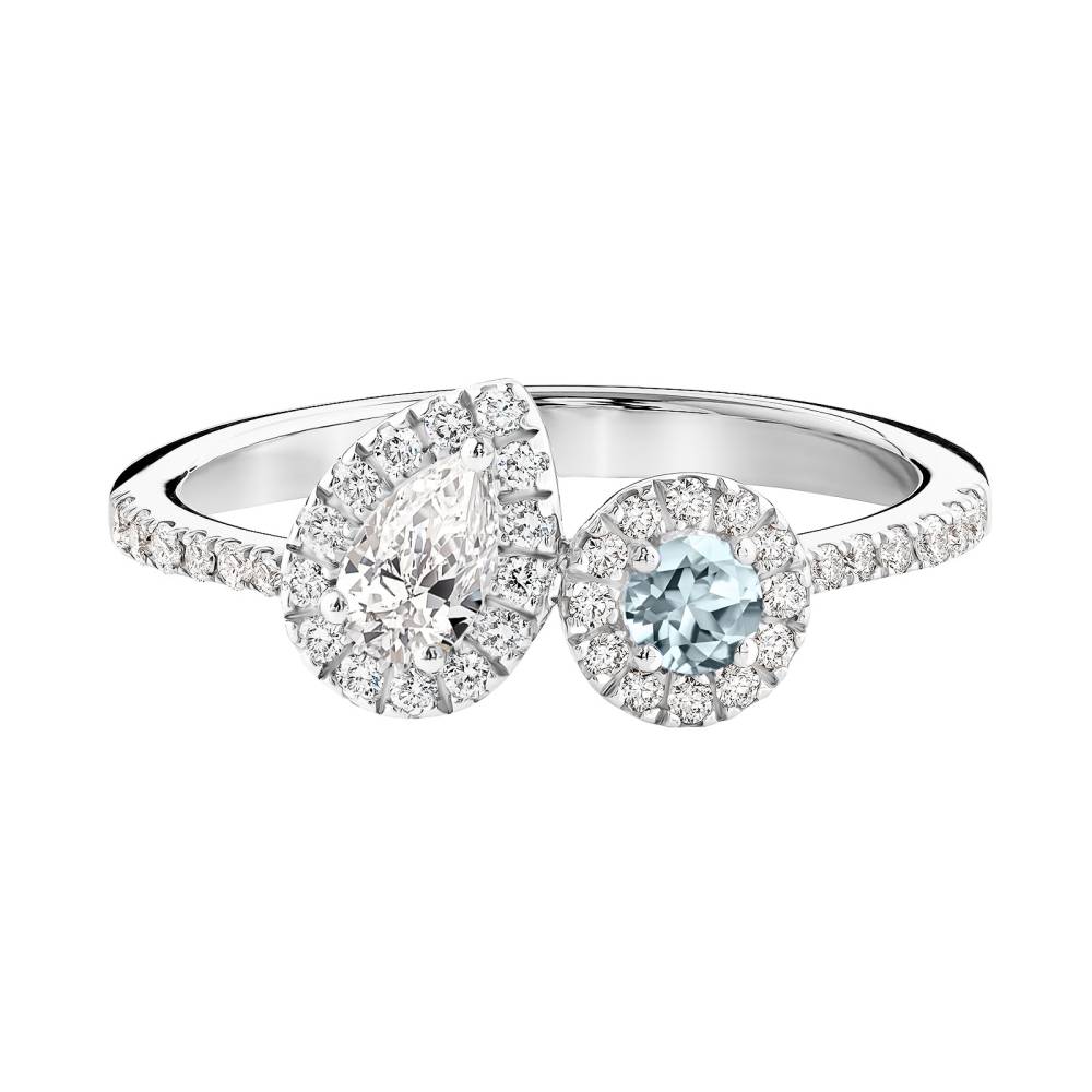 Ring White gold Aquamarine and diamonds AlterEgo Poire 2