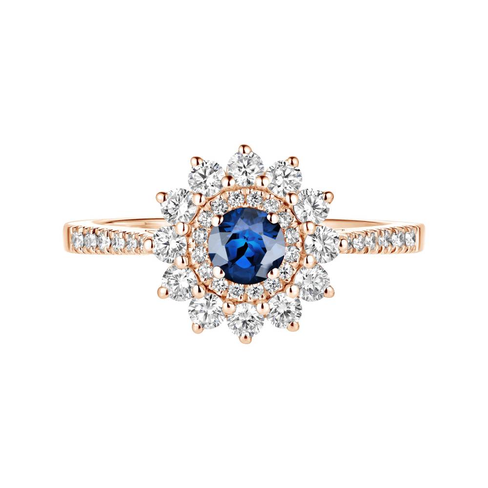 Ring Rose gold Sapphire and diamonds Lefkos 4 mm Pavée 2