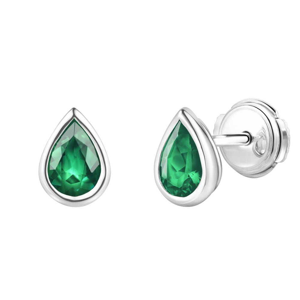 Earrings White gold Emerald Gemmyorama 2