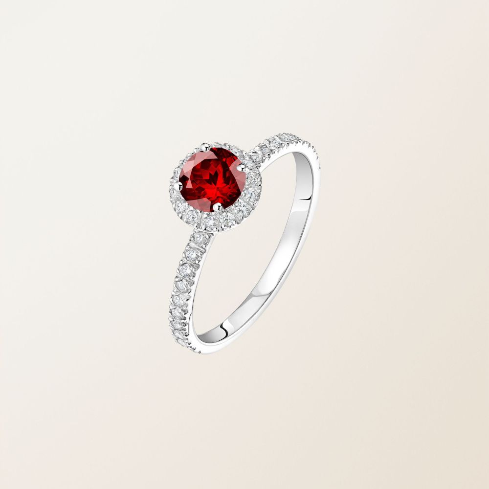 Bague Platine Grenat et diamants Rétromantique L Pavée 2