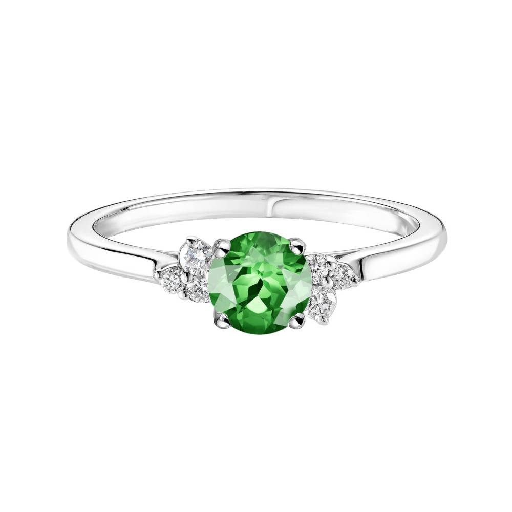 Ring Platinum Tsavorite and diamonds Baby EverBloom 5 mm 2