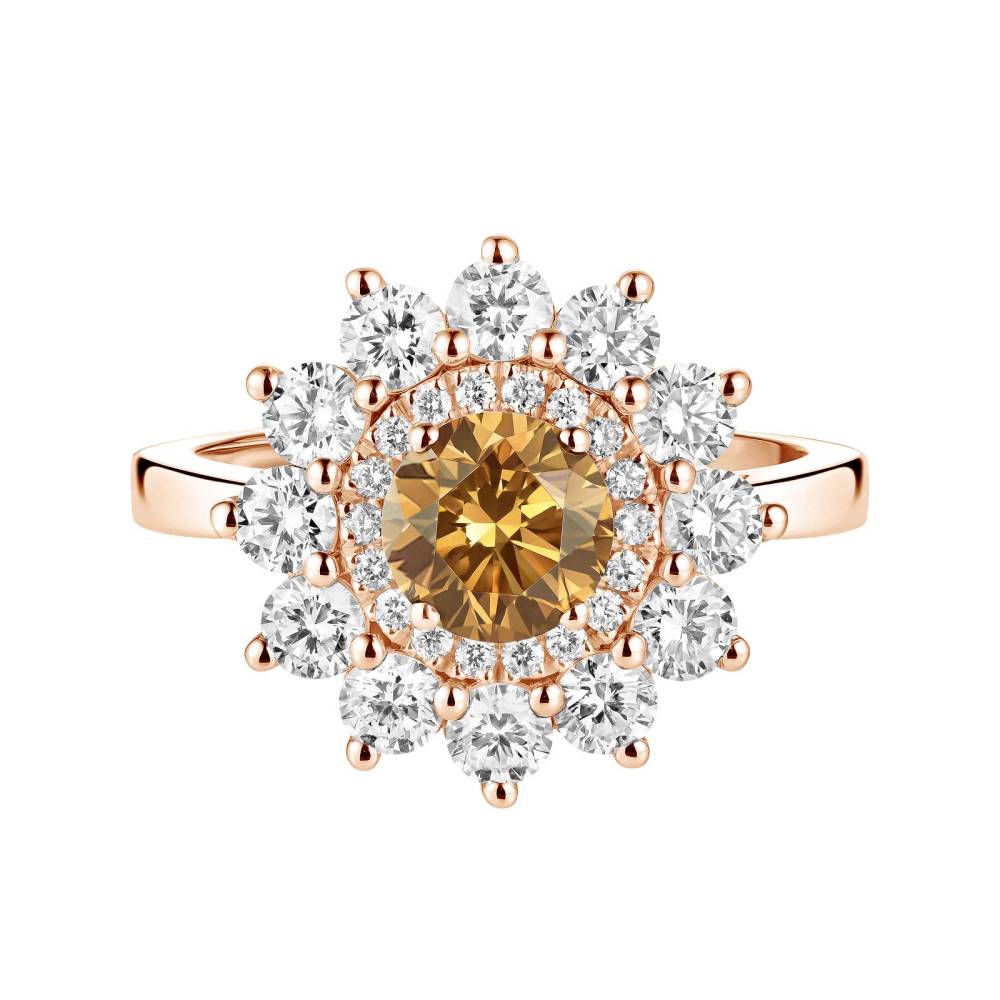 Ring Roségold Cognac-Diamant und diamanten Lefkos 6 mm 2