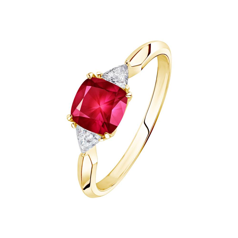 Ring Yellow gold Ruby and diamonds Kennedy 2