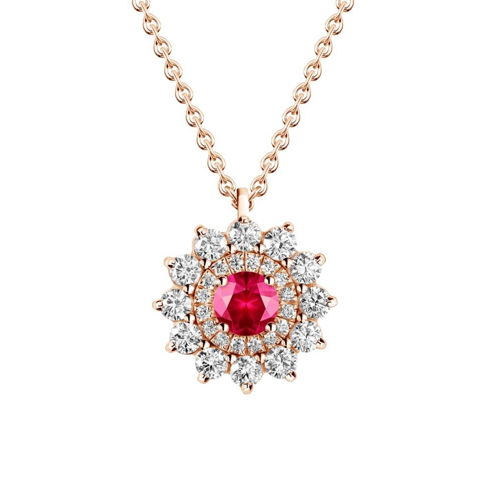 Pendentif Or rose Rubis et diamants Lefkos 2