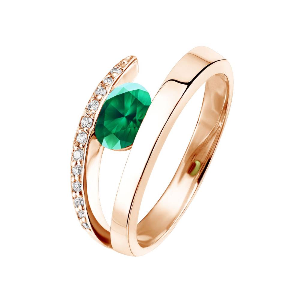 Ring Rose gold Emerald and diamonds Ananta 2