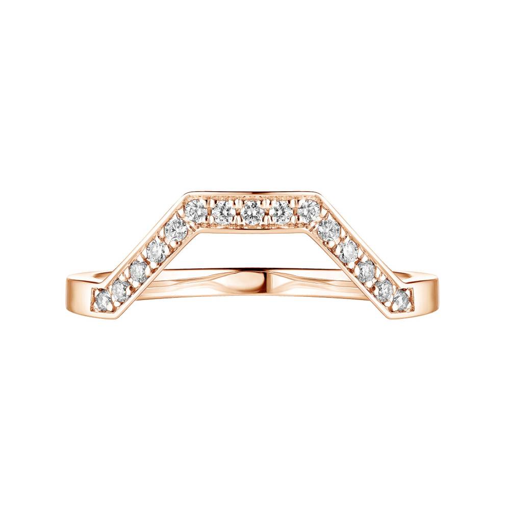 Wedding band Rose gold Diamond Art Déco 6 mm 2