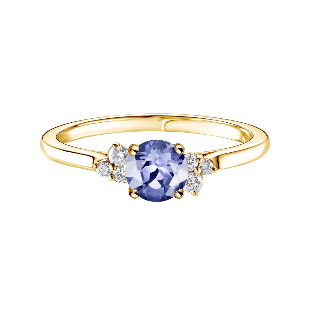 Ring Gelbgold Tansanit und diamanten Baby EverBloom 5 mm 2