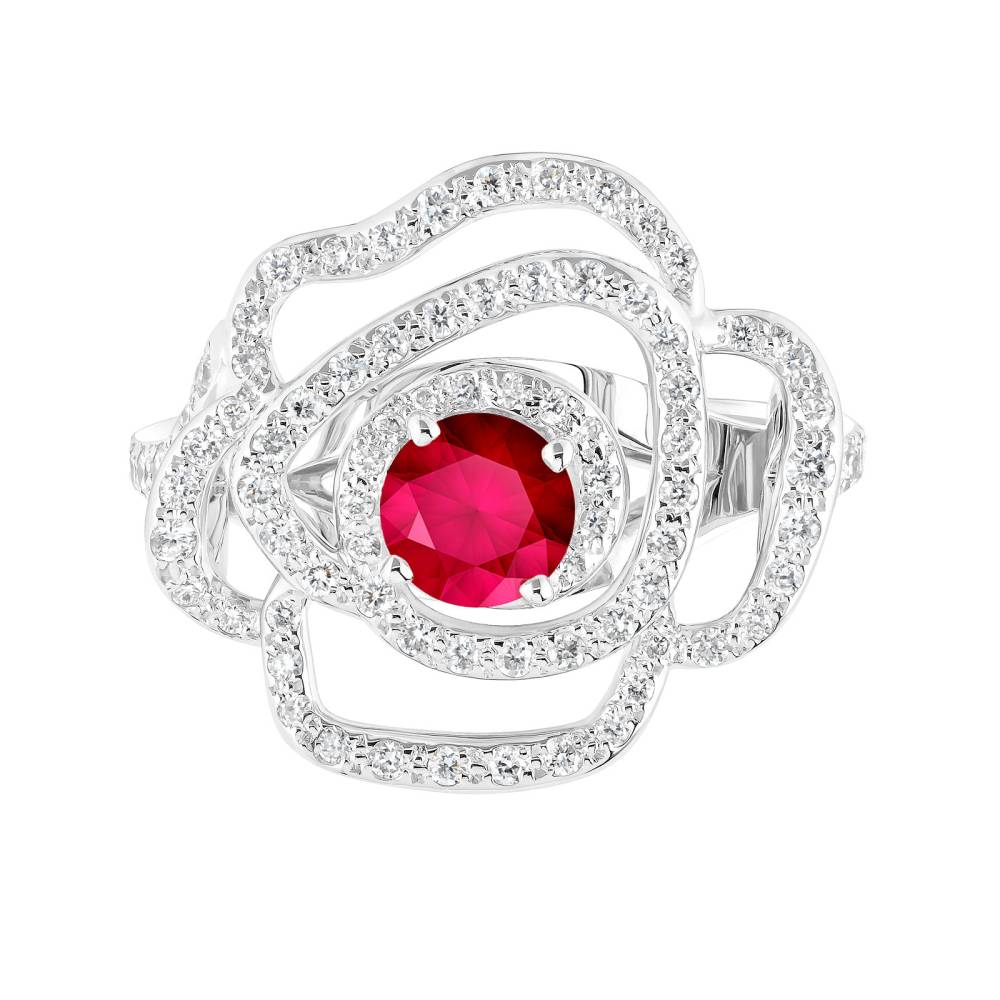 Bague Or blanc Rubis et diamants PrimaRosa Alta 2