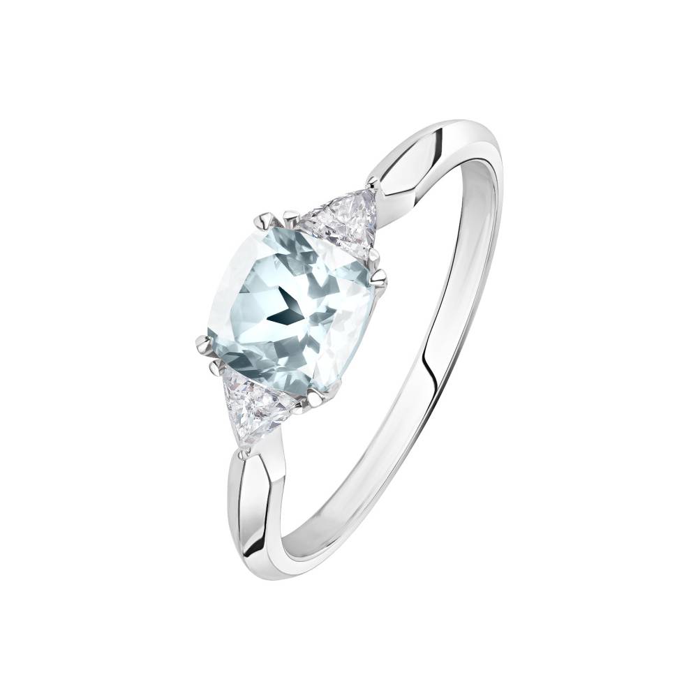 Ring Platinum Aquamarine and diamonds Kennedy 2