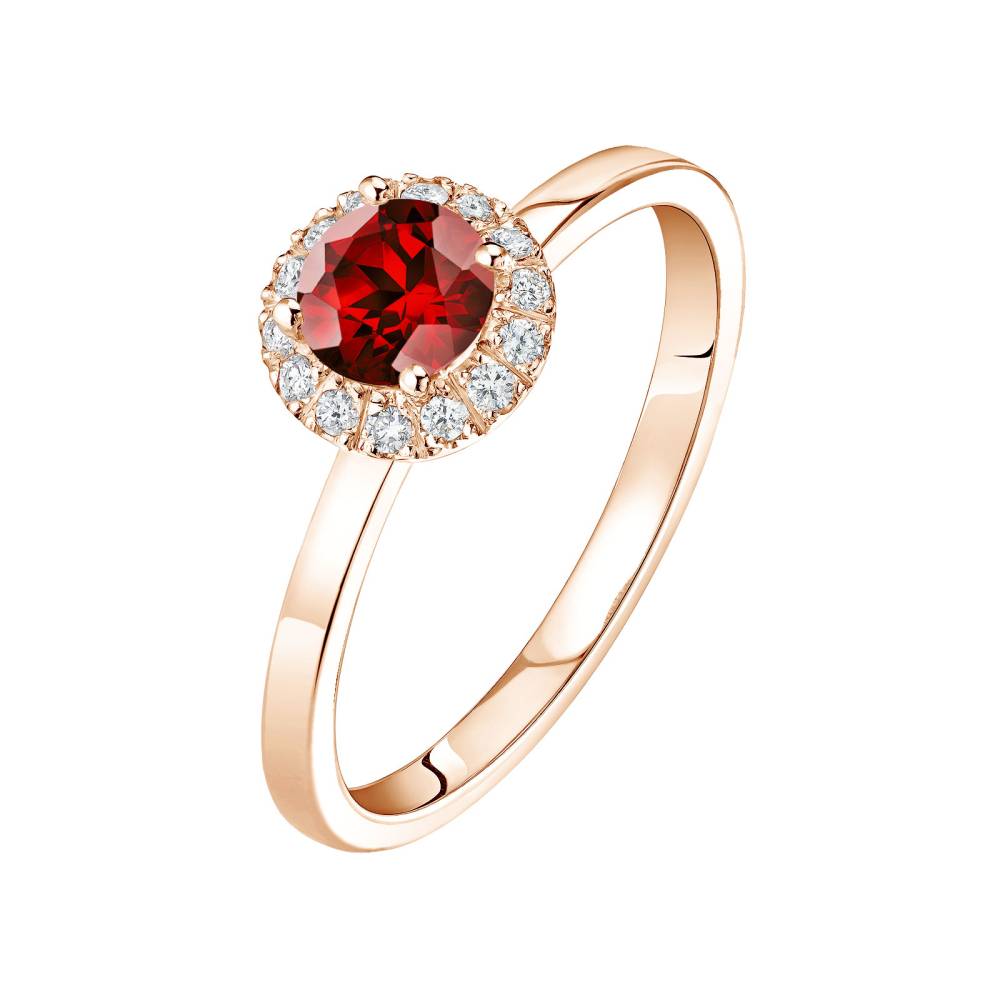 Ring Roségold Granat und diamanten Rétromantique M 2