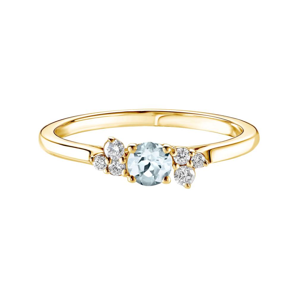 Ring Gelbgold Aquamarin und diamanten Baby EverBloom 2