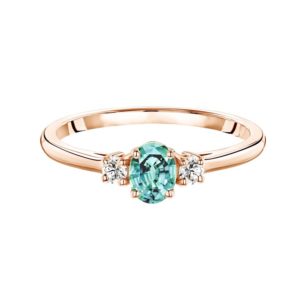 Bague Or rose Tourmaline Mint et diamants Baby Lady Duo Ovale 2