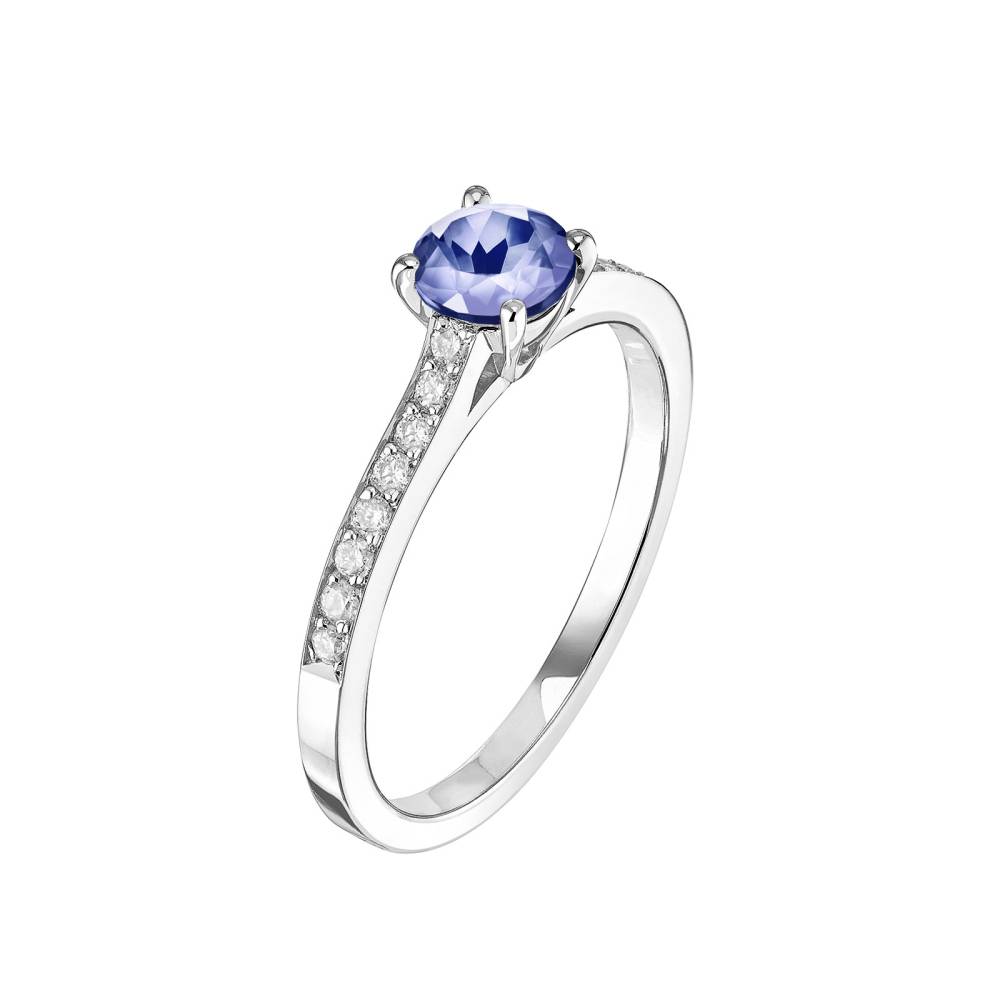 Bague Or blanc Tanzanite et diamants Little Lady Pavée 2