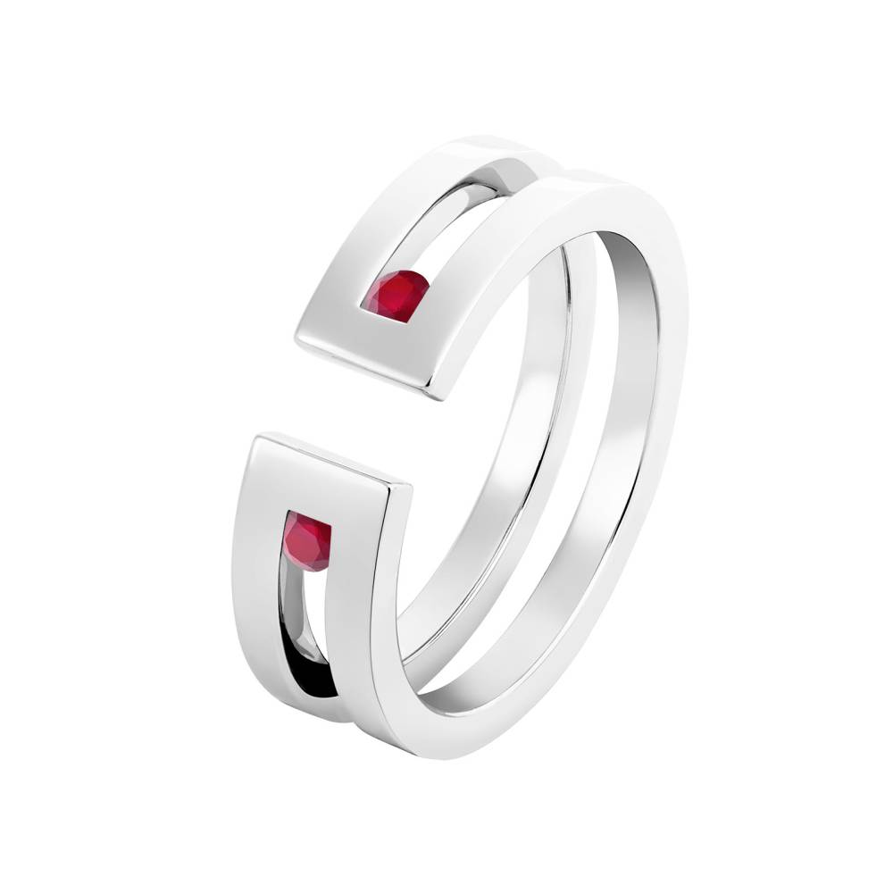 Ring White gold Ruby Thésée Duo 2